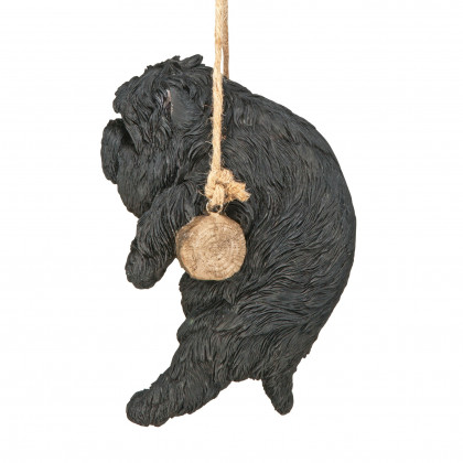 Toscano - Black Westie Puppy On a Perch Hanging Dog Sculpture