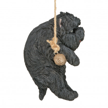 Toscano - Black Westie Puppy On a Perch Hanging Dog Sculpture