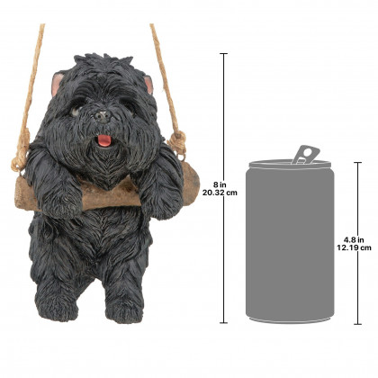 Toscano - Black Westie Puppy On a Perch Hanging Dog Sculpture