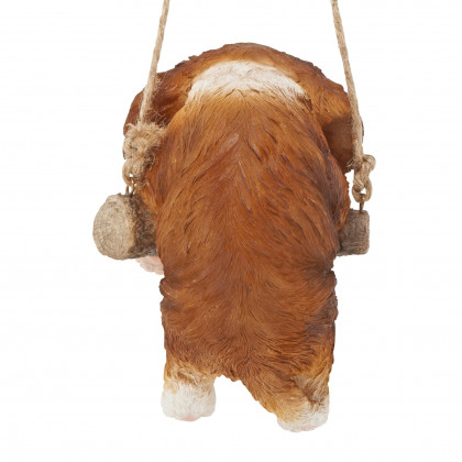Toscano - Brown Cavalier Puppy On a Perch Hanging Dog Sculpture