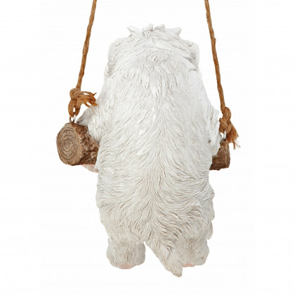 Toscano - White Maltese Puppy on a Perch Hanging Dog Sculpture