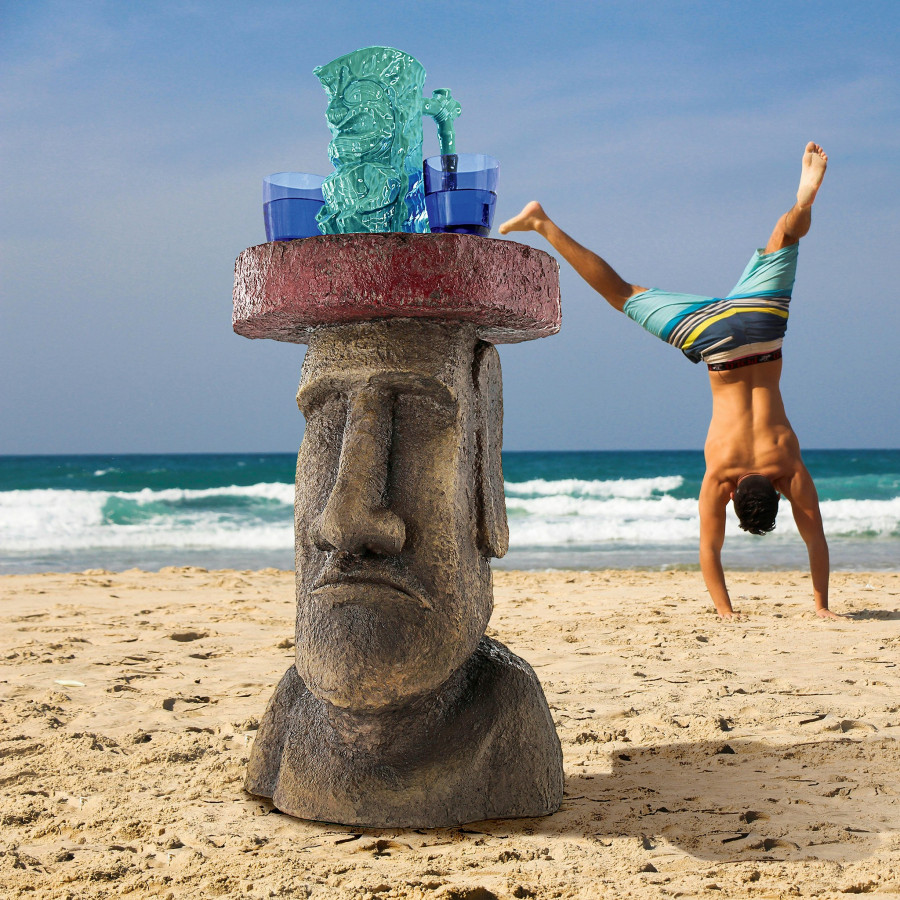 Toscano - Easter Island Polynesian Moai Head Sculptural Side Table in Designer Resin