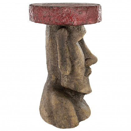 Toscano - Easter Island Polynesian Moai Head Sculptural Side Table in Designer Resin