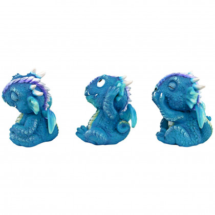 Toscano - SeeHearSpeak No Evil Blue Meanie Baby Dragon Statues