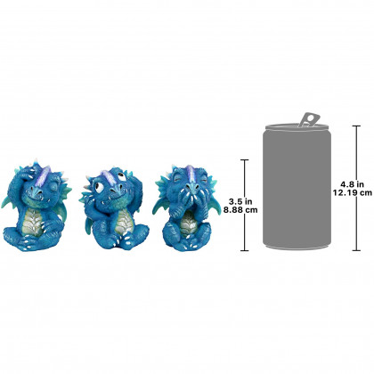 Toscano - SeeHearSpeak No Evil Blue Meanie Baby Dragon Statues