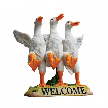 Toscano - Delightful Dancing Ducks Welcome Sign Statue