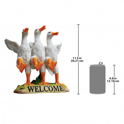Toscano - Delightful Dancing Ducks Welcome Sign Statue