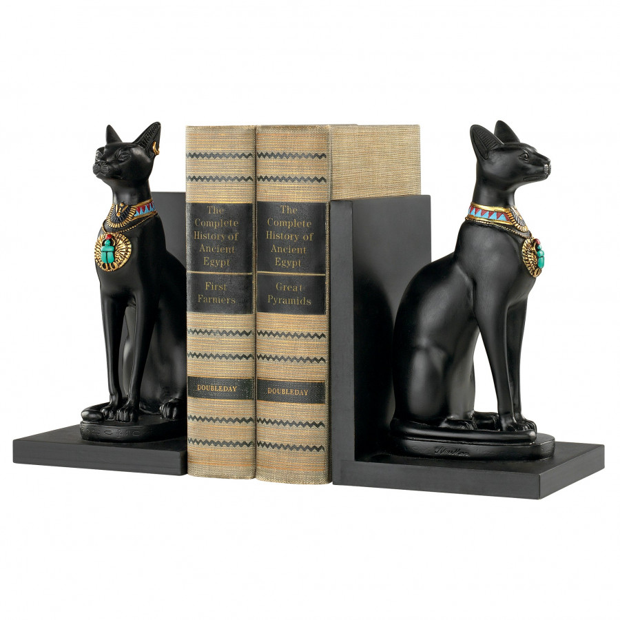Toscano - Bastet Cat Goddess of Ancient Egypt Sculptural Bookend Pair in Designer Resin