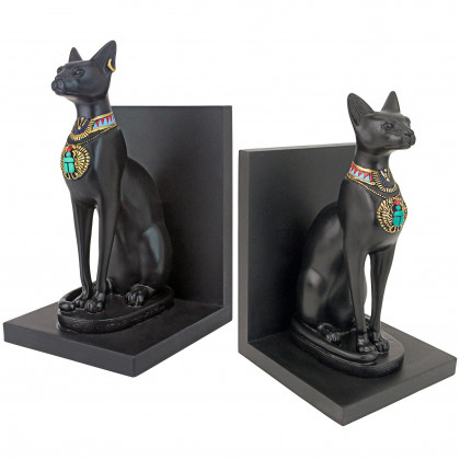 Toscano - Bastet Cat Goddess of Ancient Egypt Sculptural Bookend Pair in Designer Resin
