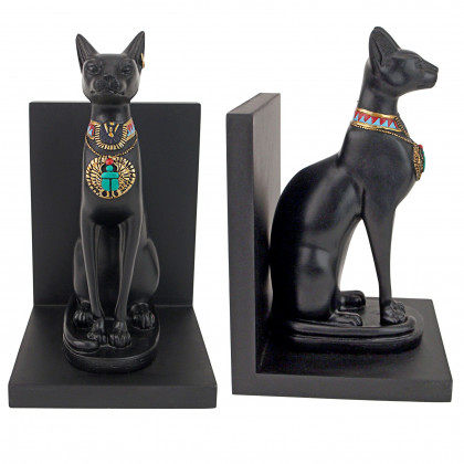 Toscano - Bastet Cat Goddess of Ancient Egypt Sculptural Bookend Pair in Designer Resin