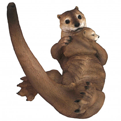 Toscano - Embracing Love Mother and Child Otter Statue