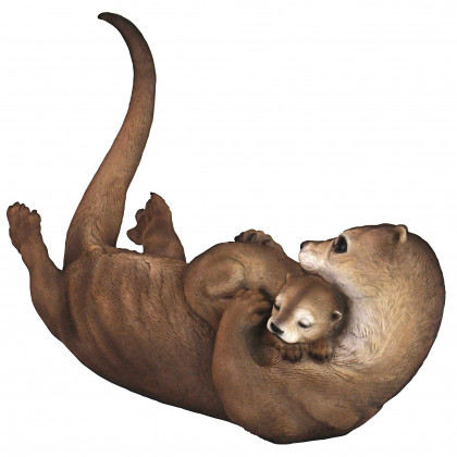 Toscano - Embracing Love Mother and Child Otter Statue