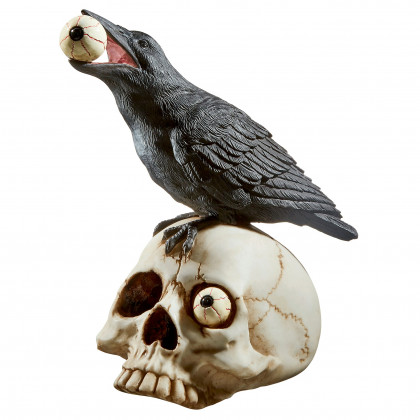Toscano - All-Seeing Harbinger of Doom Raven and Skull Statue
