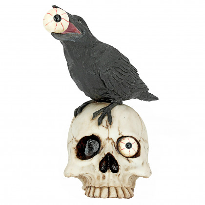 Toscano - All-Seeing Harbinger of Doom Raven and Skull Statue