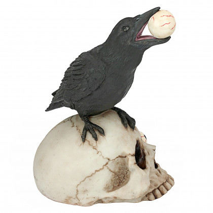 Toscano - All-Seeing Harbinger of Doom Raven and Skull Statue