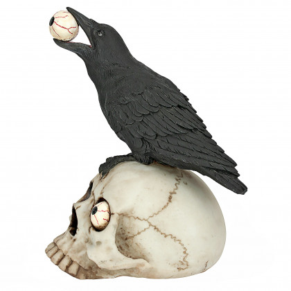Toscano - All-Seeing Harbinger of Doom Raven and Skull Statue
