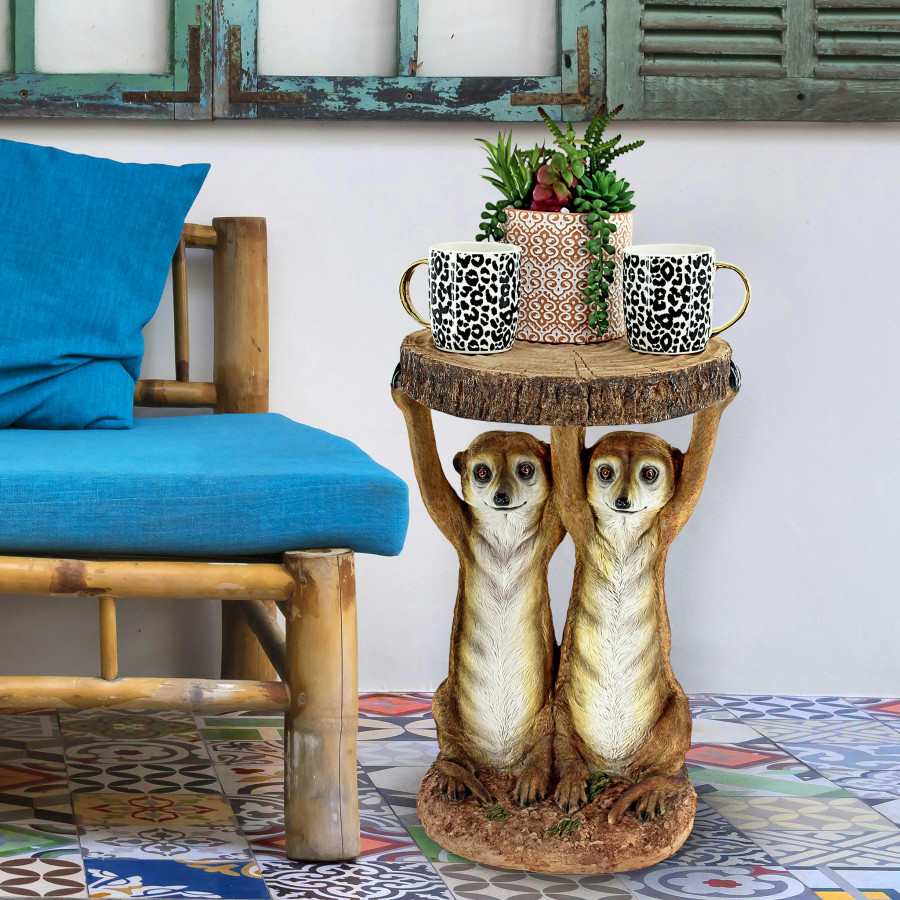 Toscano - Kalahari Meerkat Maitre d Sculptural Side Table in Designer Resin