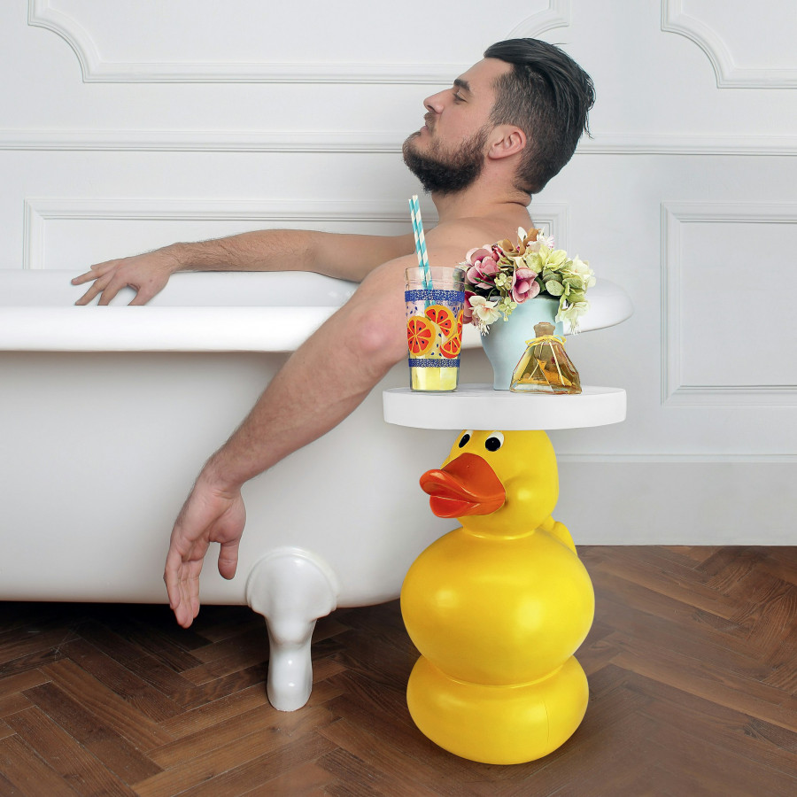 Toscano - Wise Quack Rubber Duck Sculptural Side Table in Designer Resin