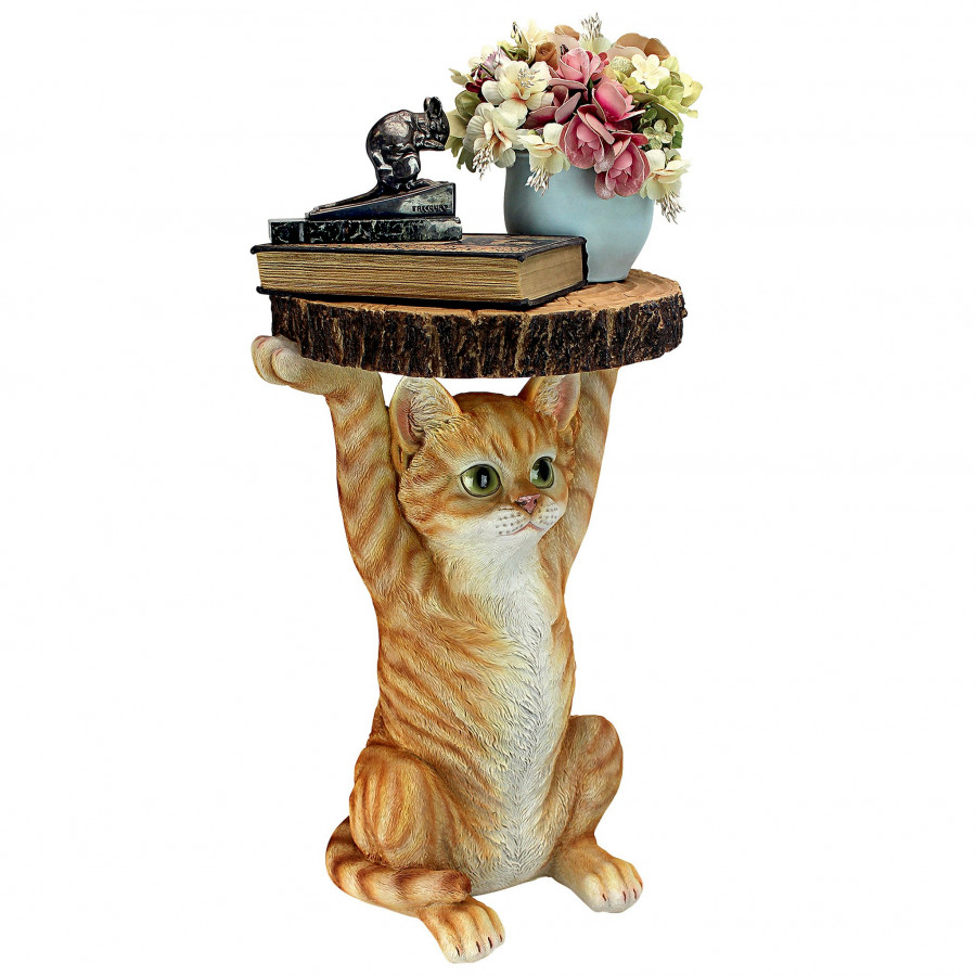 Toscano - Tabby at Your Service Cat Sculptural Side Table in Designer Resin