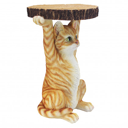 Toscano - Tabby at Your Service Cat Sculptural Side Table in Designer Resin