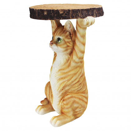 Toscano - Tabby at Your Service Cat Sculptural Side Table in Designer Resin