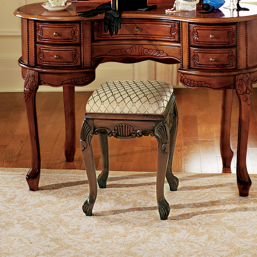 Toscano - Madame Bouvier Boudoir Stool in Walnut, Hardwood