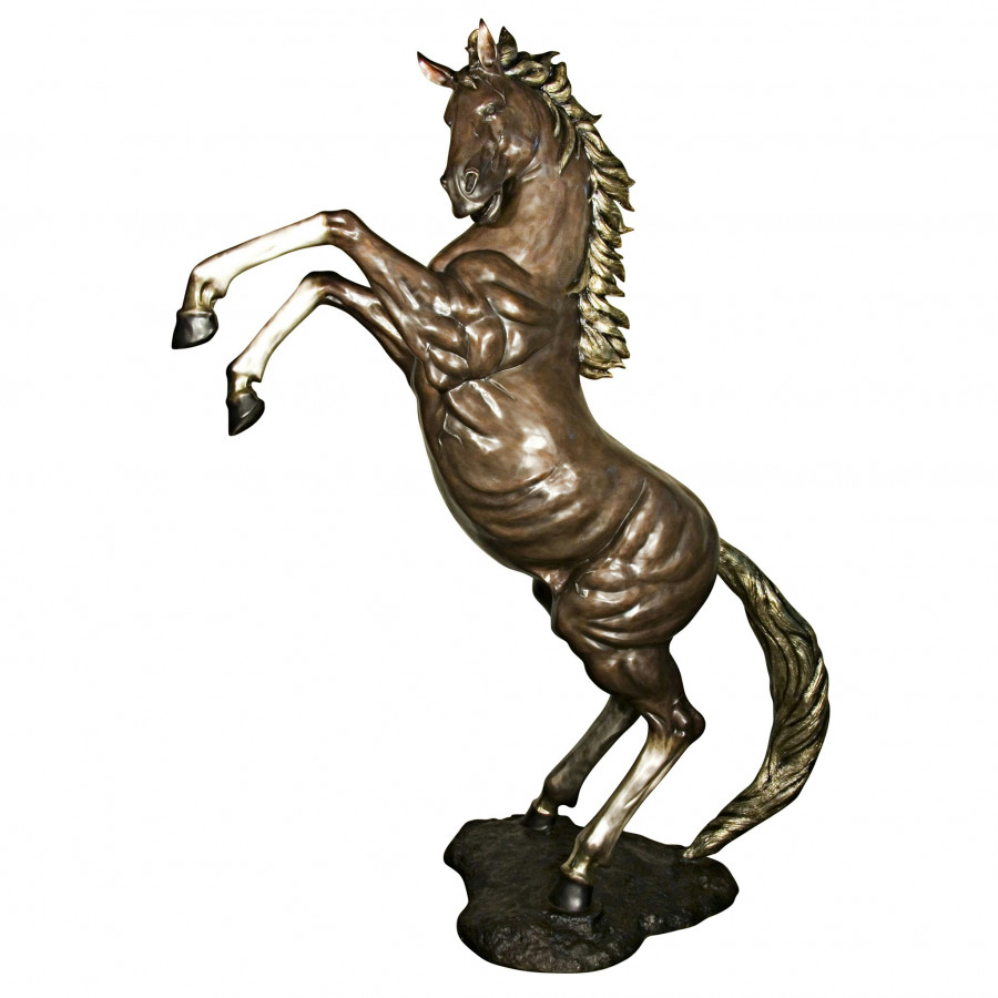 Toscano Majestic Spirit Rearing Horse Garden Statue - Left