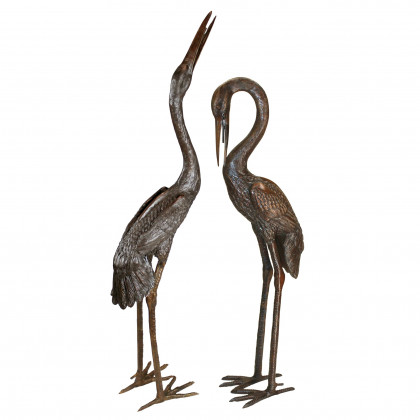 Toscano - Set of 2 Large Herons Piped Garden Statues