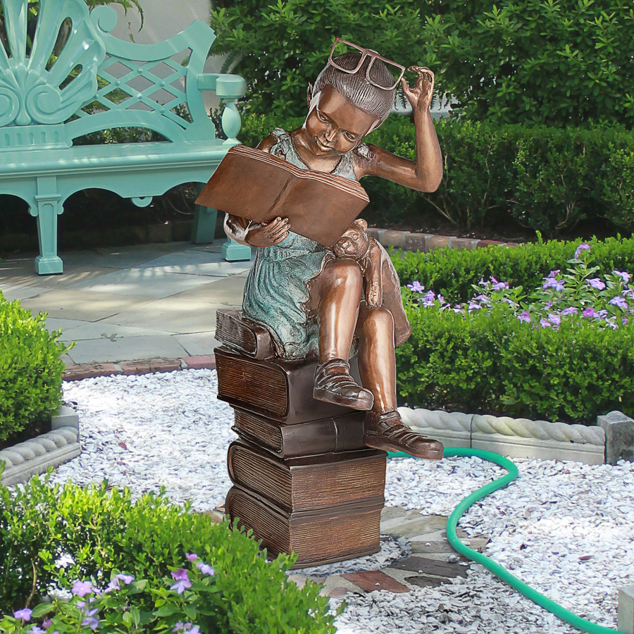 Toscano - Book Loving Betty Reading Girl Garden Statue