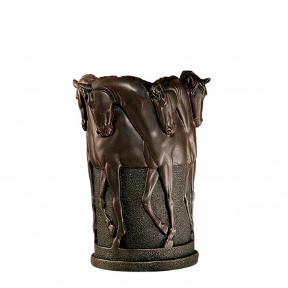 Toscano Six Stallions of the Hippodrome Horse Sculptural Vase - Green Bronze