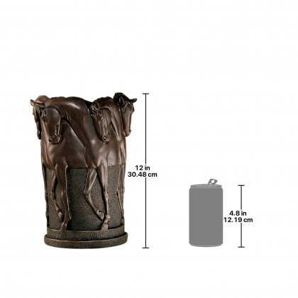 Toscano Six Stallions of the Hippodrome Horse Sculptural Vase - Green Bronze