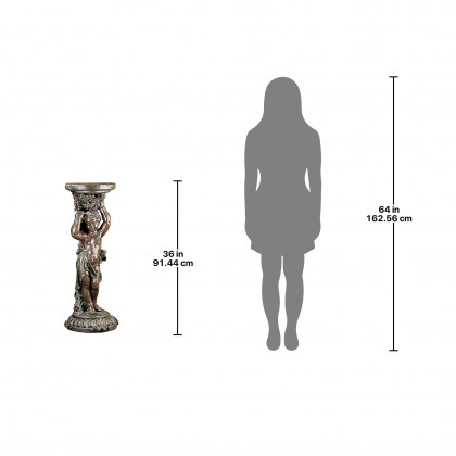 Toscano Sous la Vigne Sculptural Cherub Pedestal - Faux Bronze