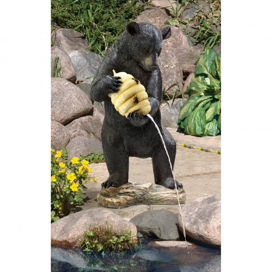 Toscano - Beehive Black Bear Spitter Piped Statue