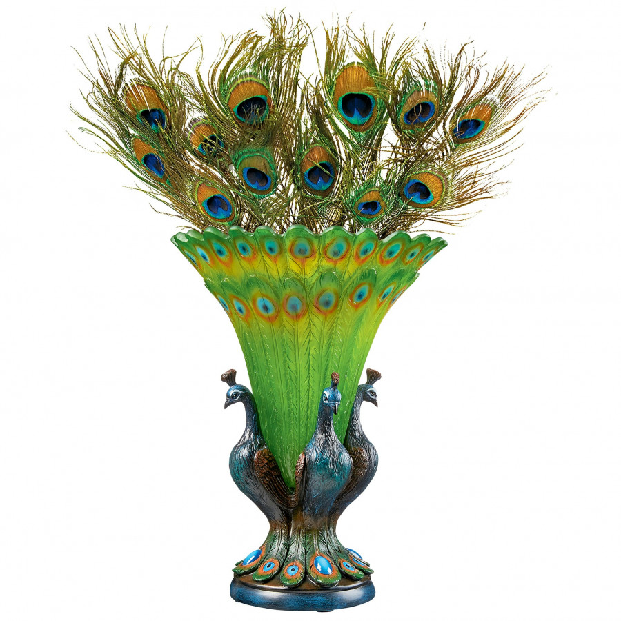 Toscano - Grand Plumage Peacock Sculptural Vase
