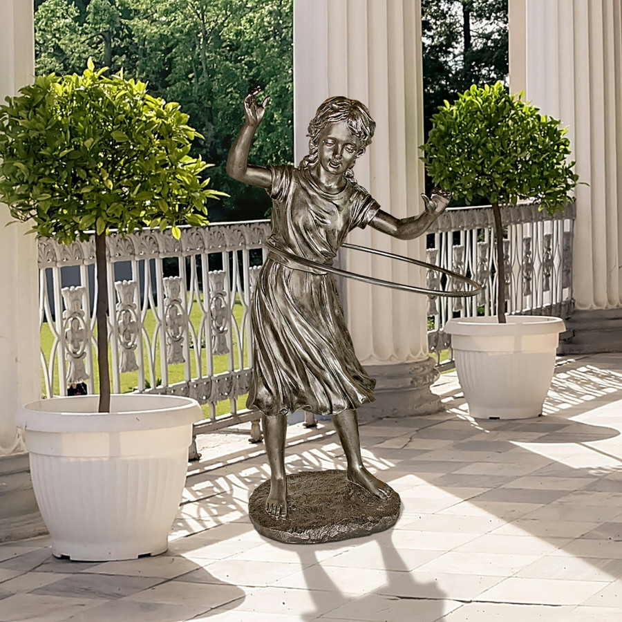Toscano - Harriet Hula Hooping Girl Garden Statue