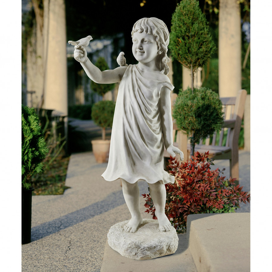 Toscano - Mary Frances and her Feathered Friends Garden Girl Statue
