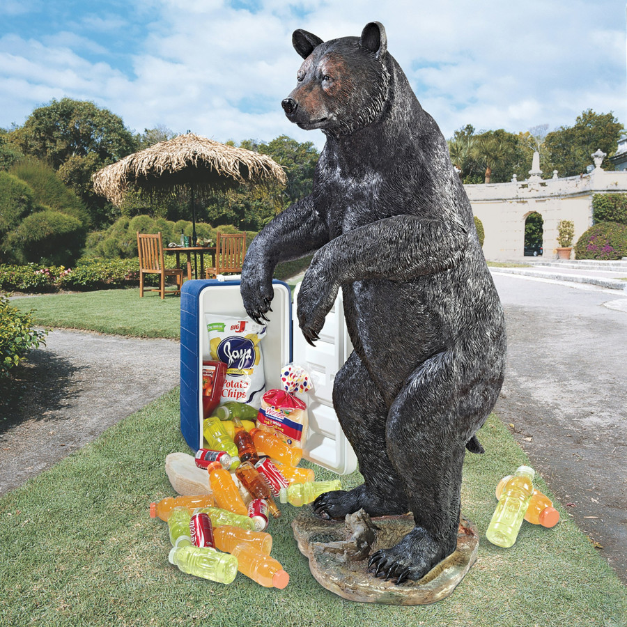 Toscano - Fishing for Trouble Bear Statue