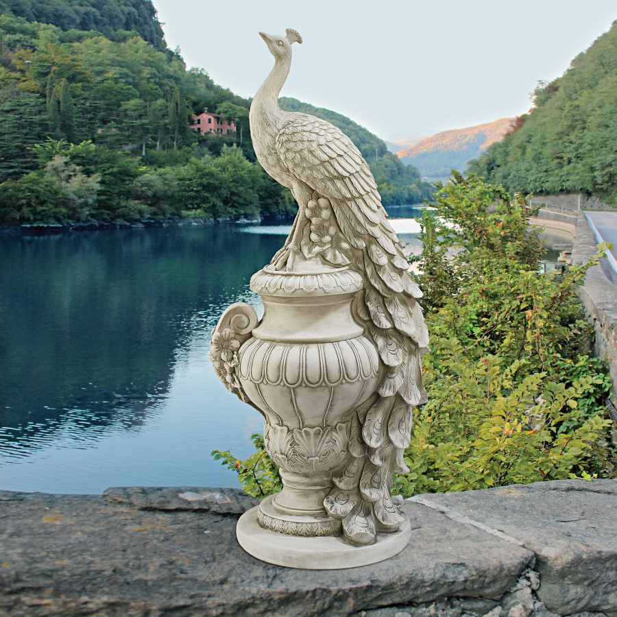 Toscano - Staverden Castle Peacock on an Urn Garden Statue
