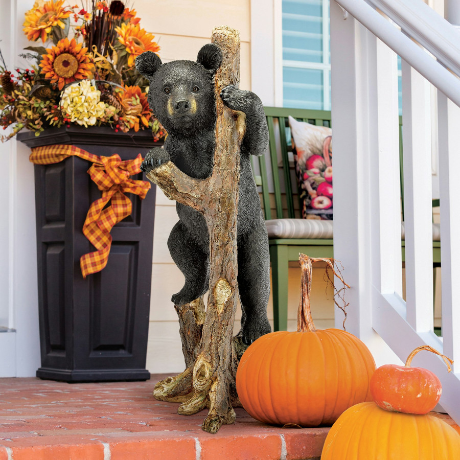 Toscano - Up a Tree Bashful Black Bear Cub Statue