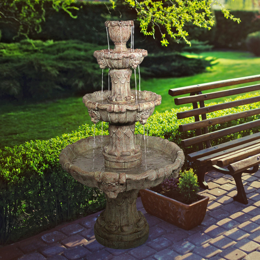Toscano Medici Lion Four-Tier Fountain - Brown Stone