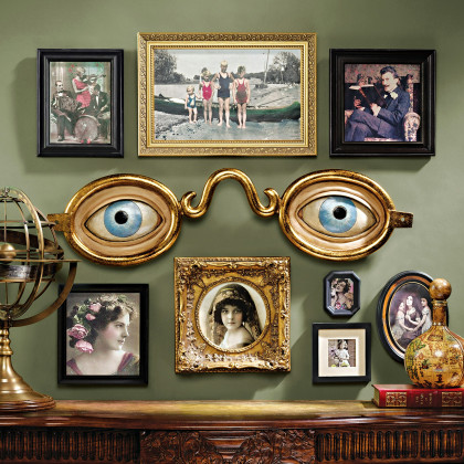 Toscano - Folk Art Optometrist Trade Eyeglasses Wall Sculpture
