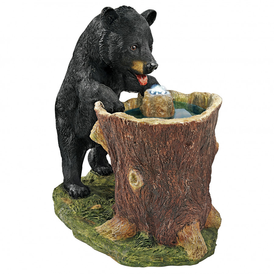 Toscano - Guzzling Gulp Black Bear Garden Fountain