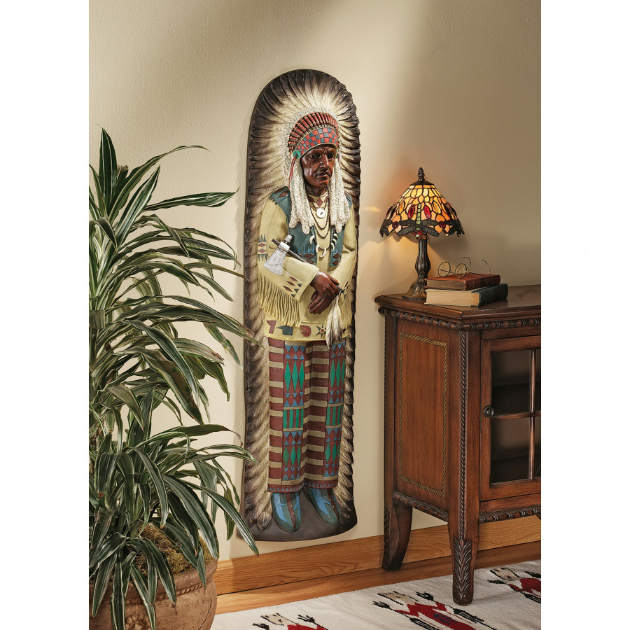 Toscano - Chief Lone Raven Replica Turn-of-the-Century Advertising Wall Sculpture