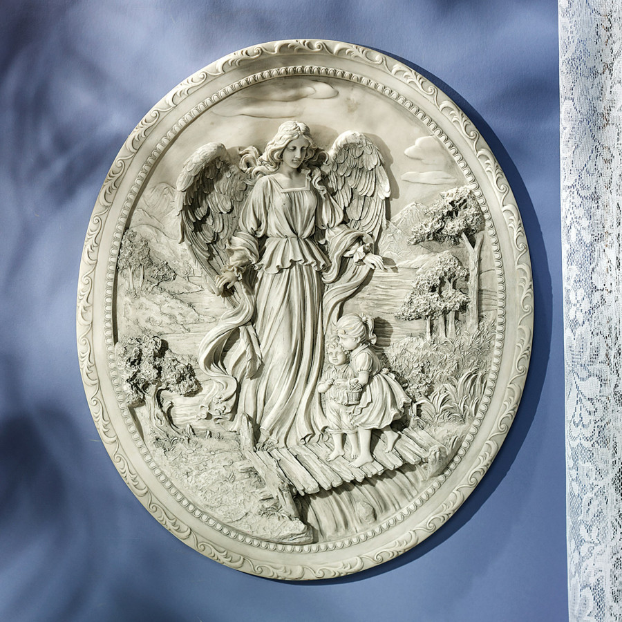 Toscano - Children Guardian Angel Plaque Wall Sculpture