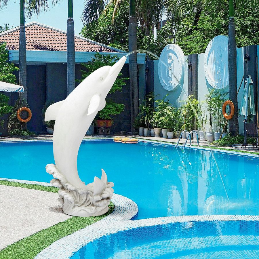 Toscano - Tropical Tale Leaping Dolphin Piped Garden Statue