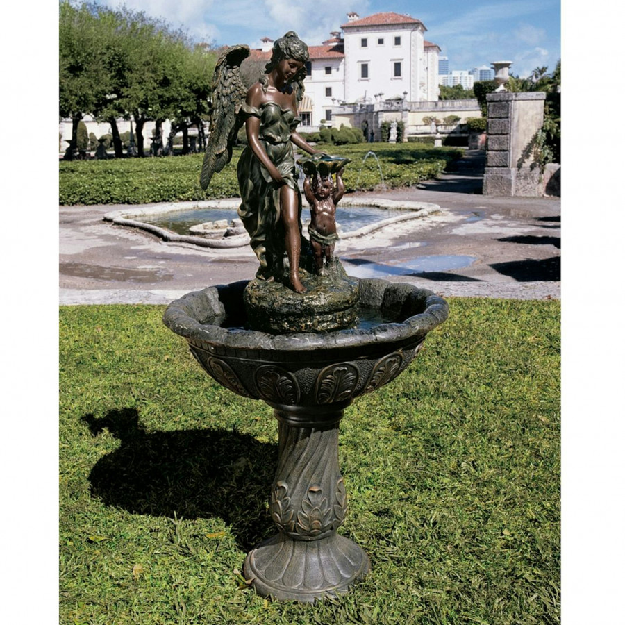 Toscano Heavenly Moments Angel Sculptural Fountain - Verdigris