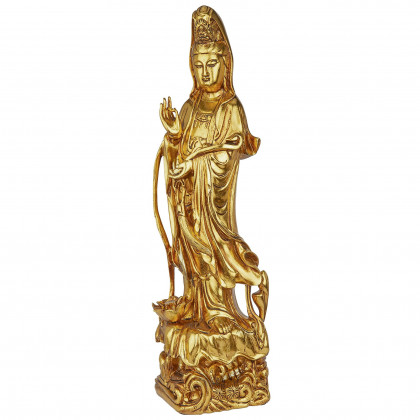 Toscano - The Golden Guan Yin Chinese Goddess of Mercy Statue