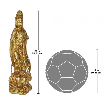Toscano - The Golden Guan Yin Chinese Goddess of Mercy Statue