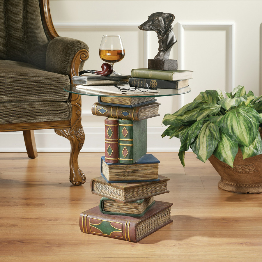 Toscano - Stacked Volumes Sculptural Book Table in Designer Resin