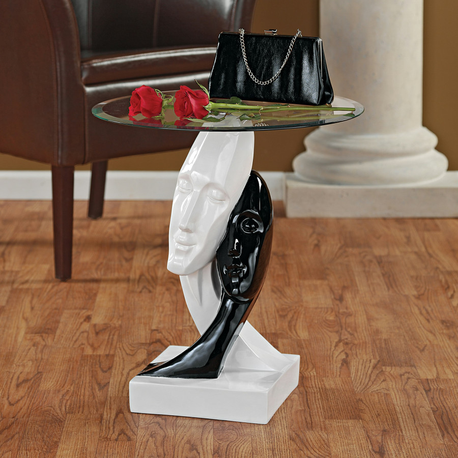 Toscano - Lovers Sculptural Table in Black/White, Designer Resin